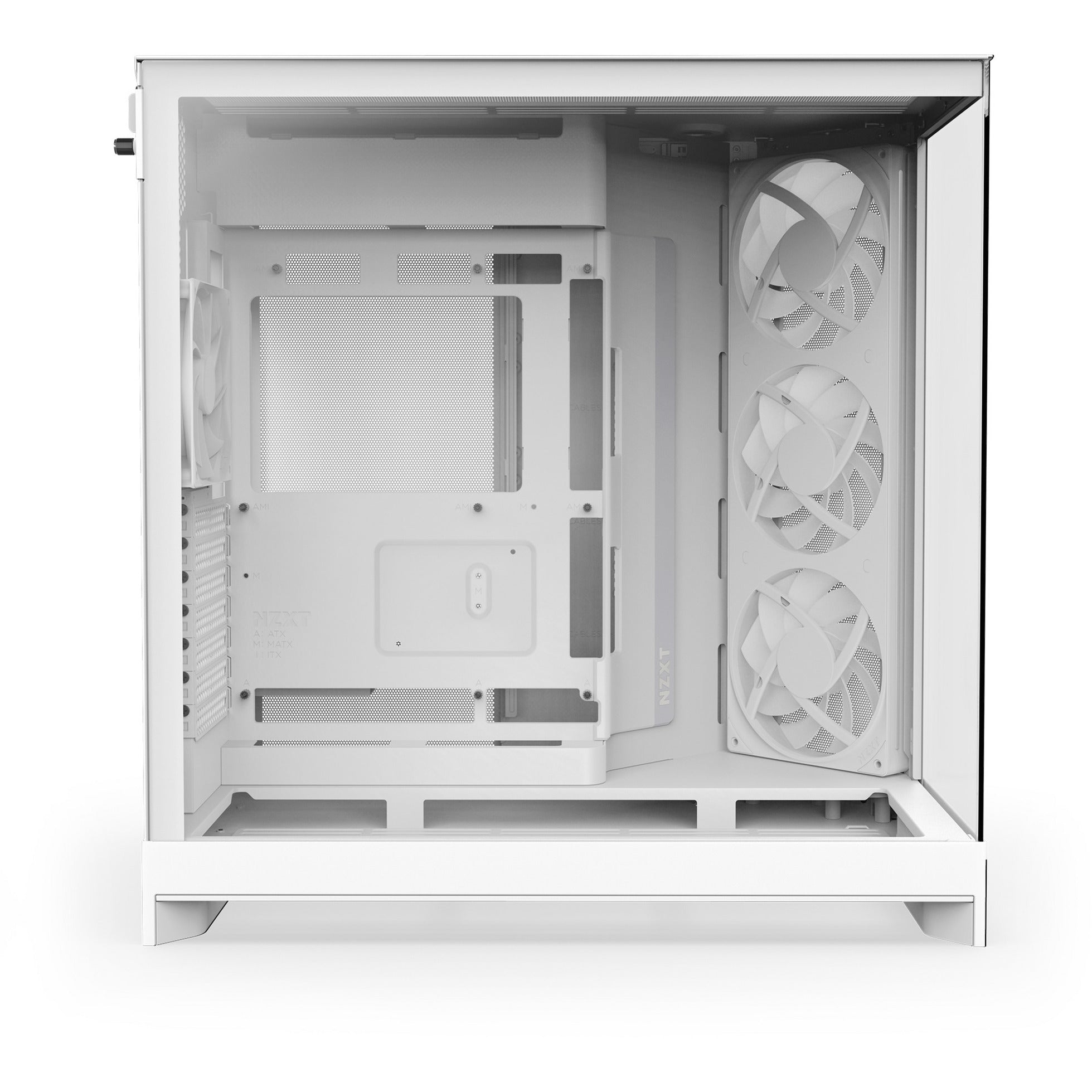 Nzxt h9 flow rgb midi tower behuizing (wit (mat) | 2x usb-a | 1x usb-c | rgb | tempered glass)