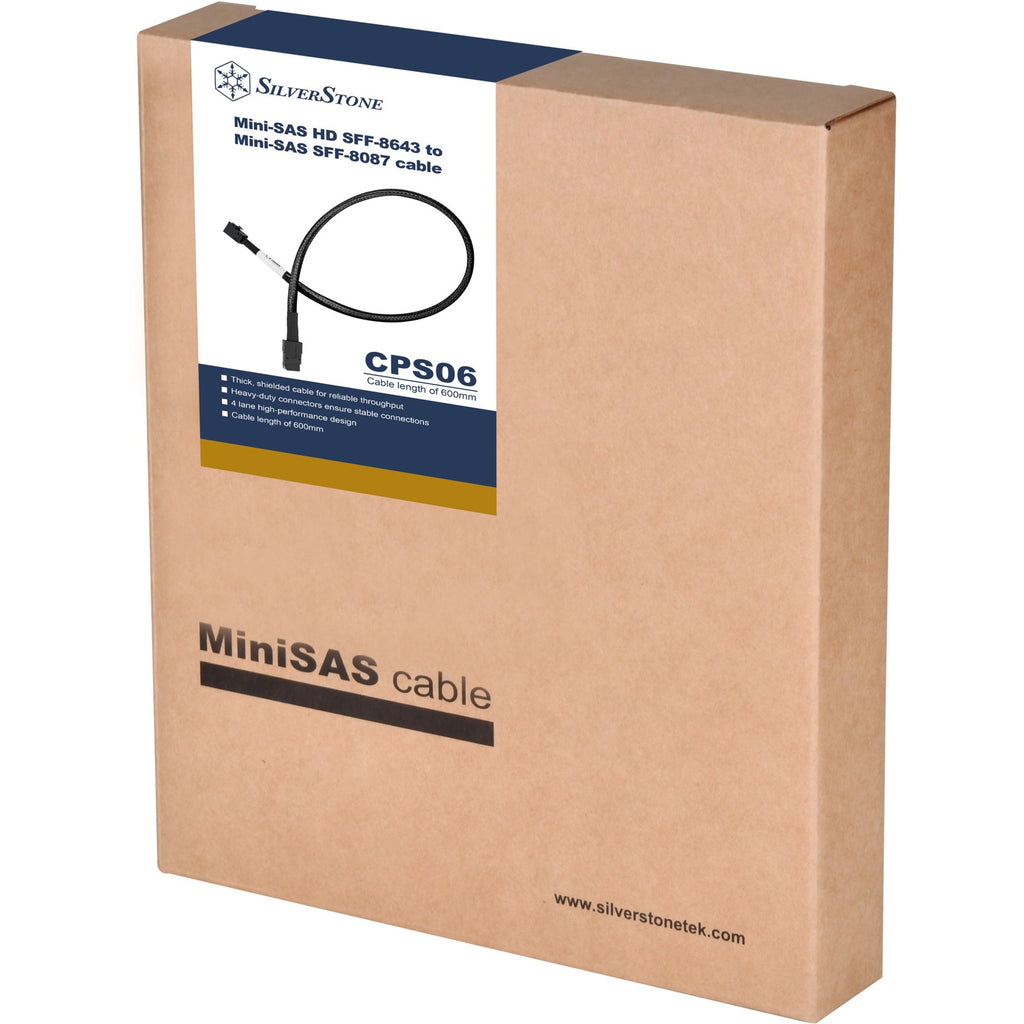 Silverstone mini-sas-adapterkabel sff 8643 naar sff-8087 (zwart, 60cm)