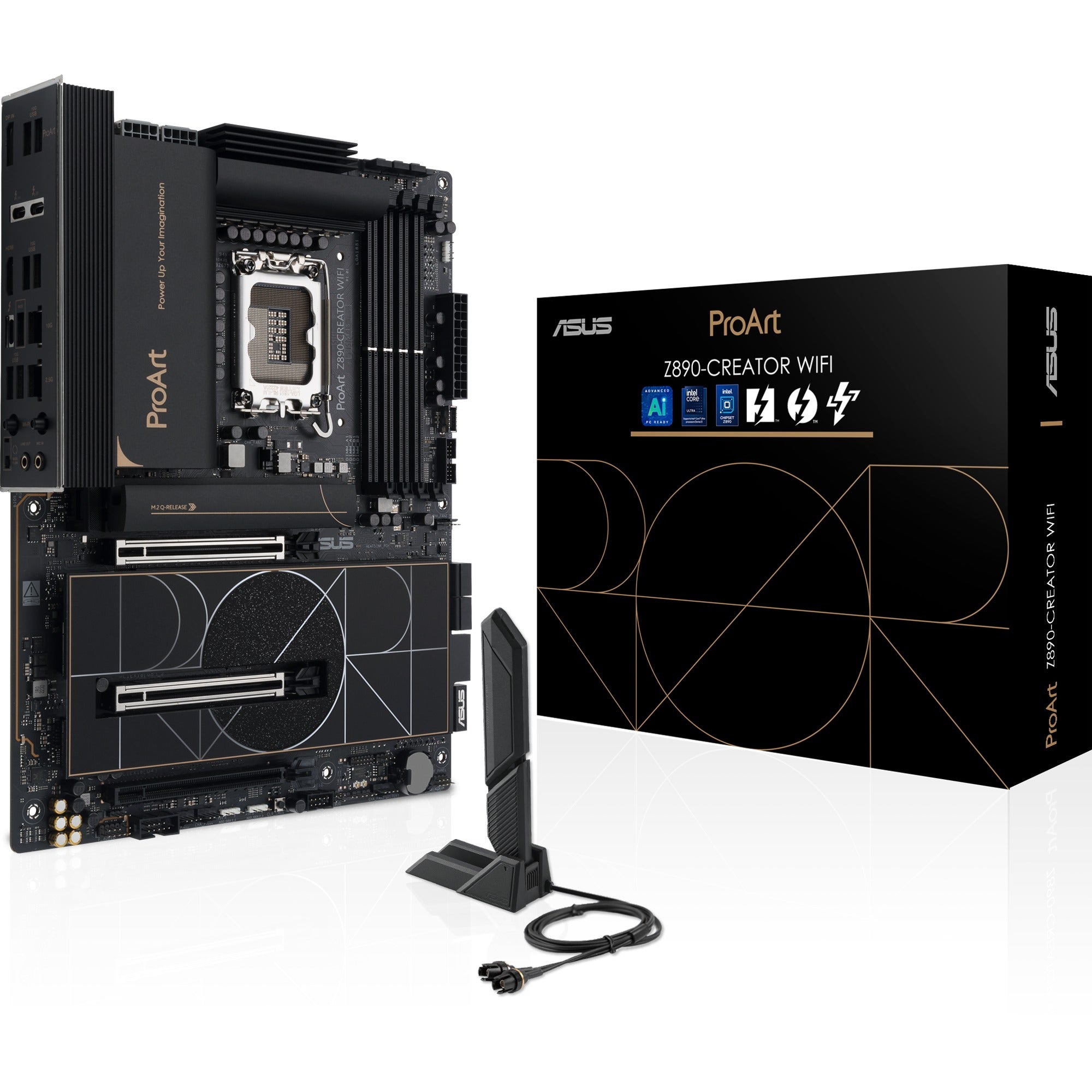 Asus proart z890-creator wifi socket 1851 moederbord (raid, 2.5gb-lan, 10gb-lan, wi-fi 7, bt, sound, atx)