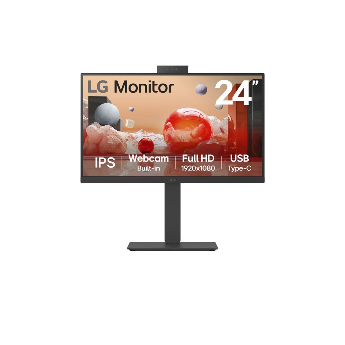 24ba850 23.8 monitor (zwart, hdmi, displayport, audio, lan, usb-c, webcam)