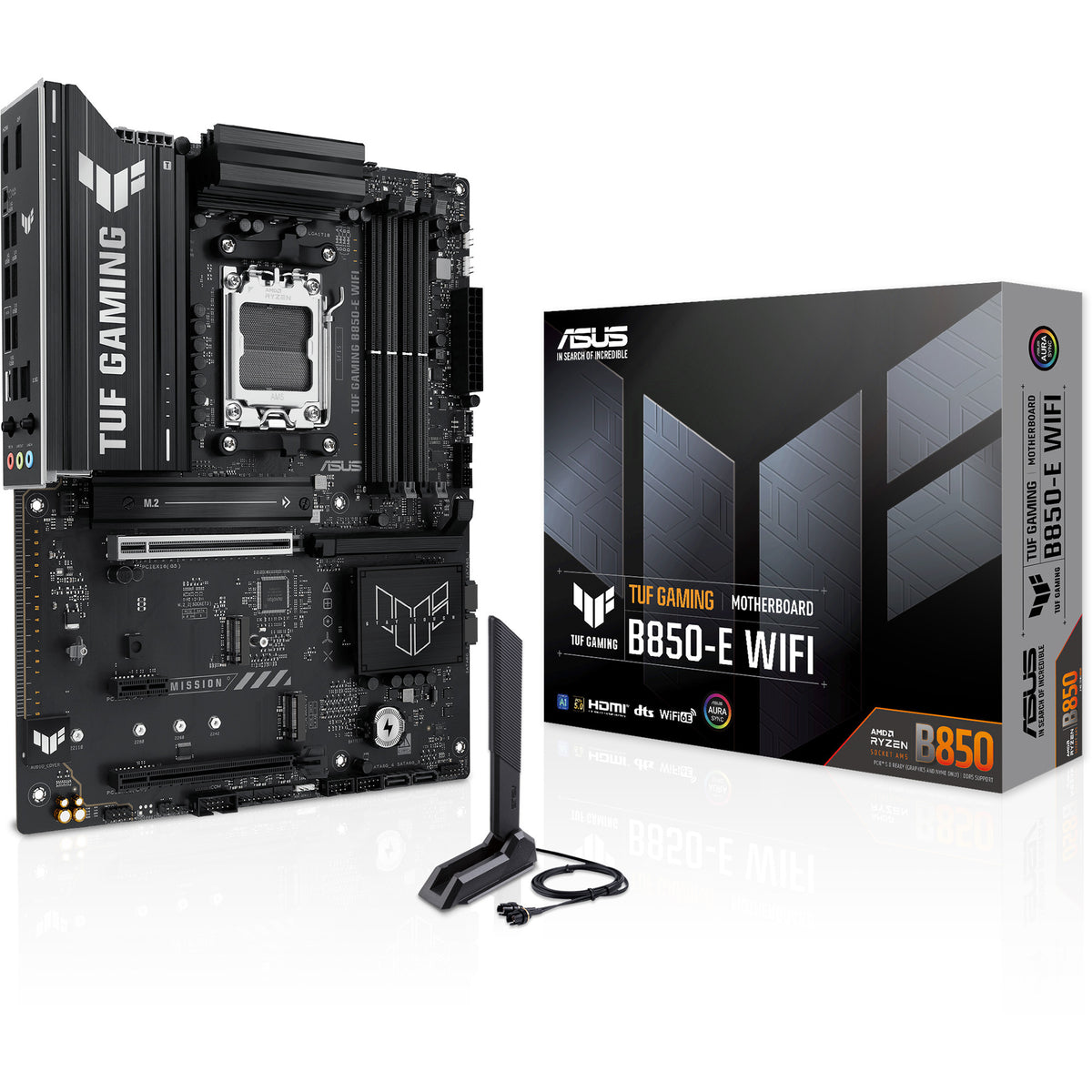 Asus tuf gaming b850-e wifi socket am5 moederbord (zwart, raid, 2.5gb-lan, wi-fi 6e, bt, sound, atx)