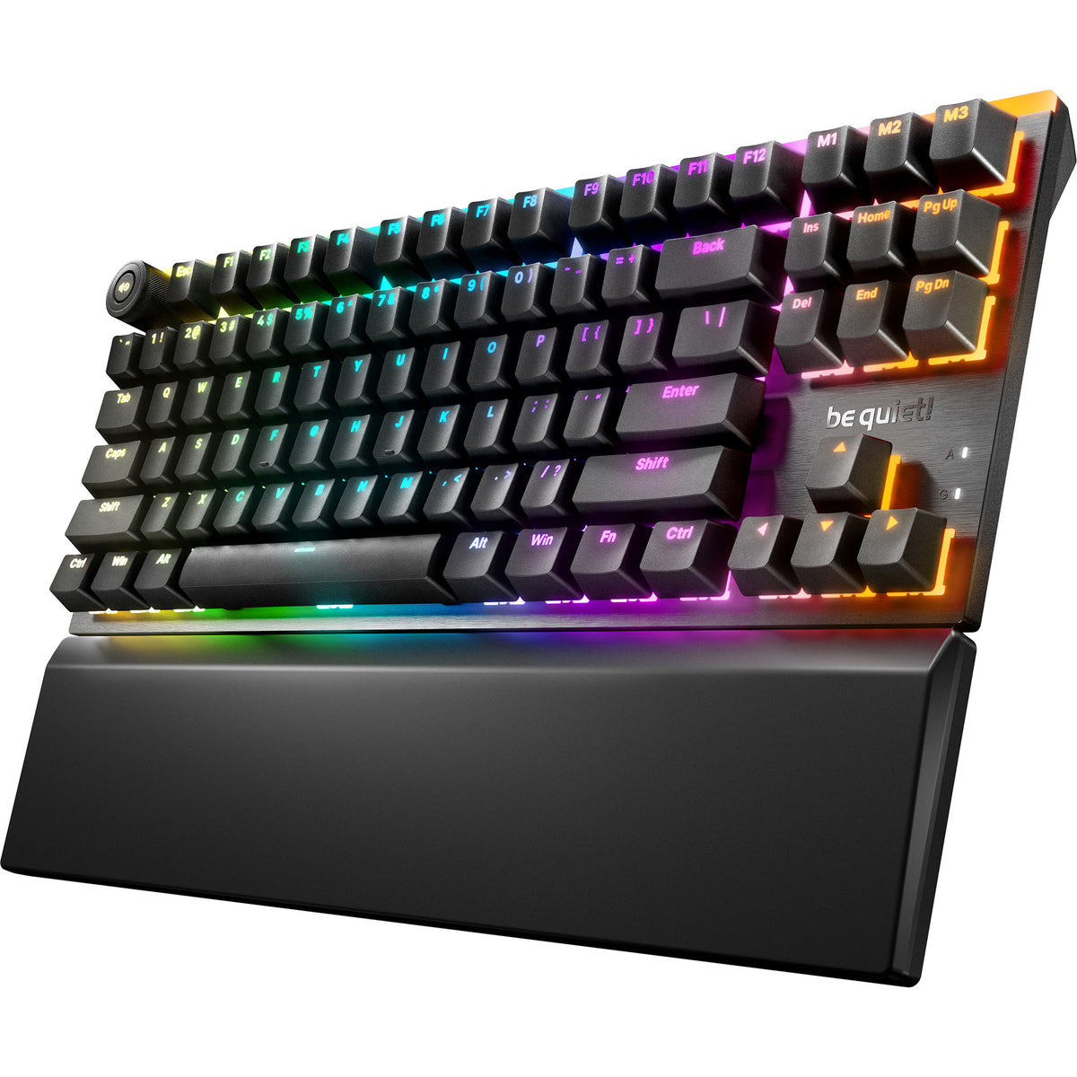 Be quiet! light mount tkl rgb mechanisch gaming toetsenbord (zwart, us lay-out (qwerty), silent v2 linear, 80% (tkl))
