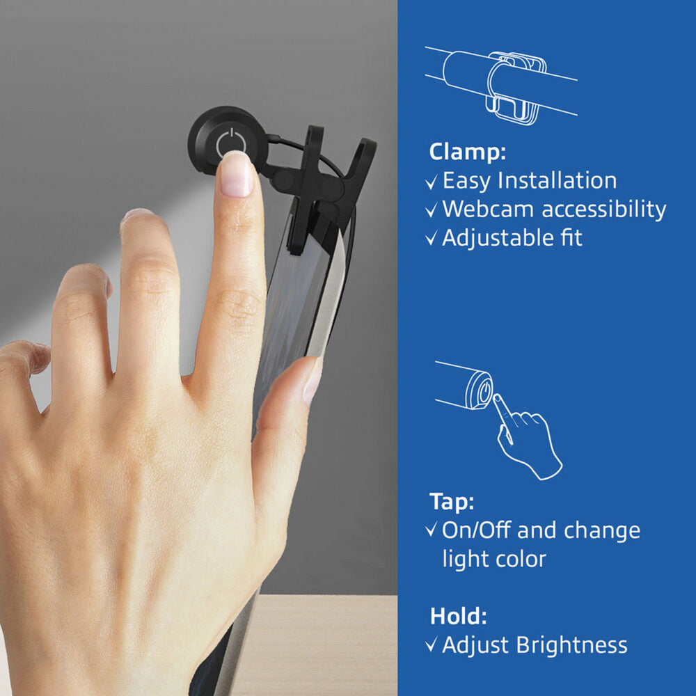 Act connectivity dimbare clip-on laptop led-lichtbalk led bar (zwart, usb-voeding, 3000k-6500k)