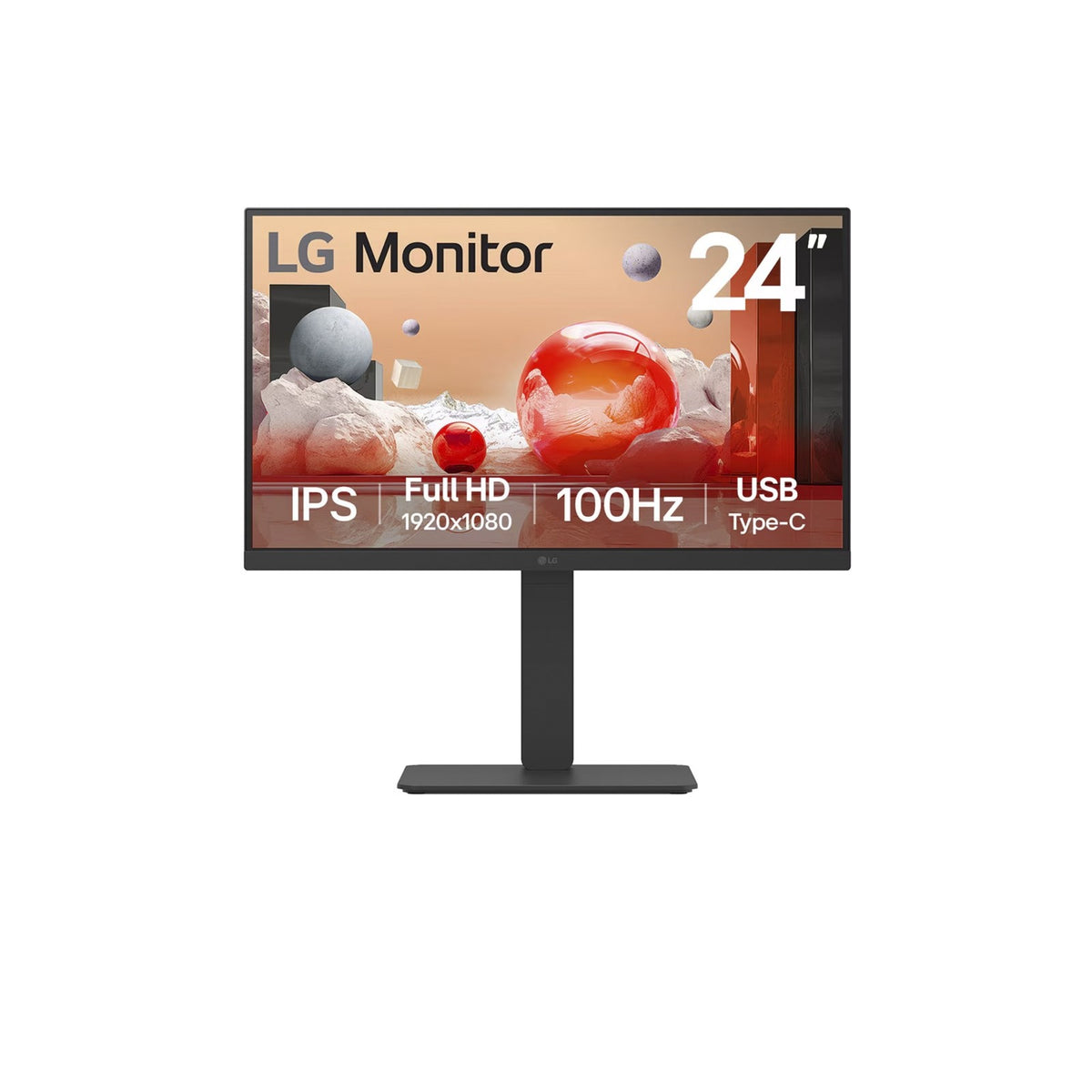 Lg 24ba750 23.8 monitor (zwart, 1x displayport, 1x hdmi, 1x usb-c, 4x usb-a, 1x rj-45)