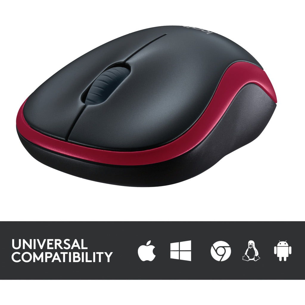 Logitech wireless mouse m185 (rood, retail)