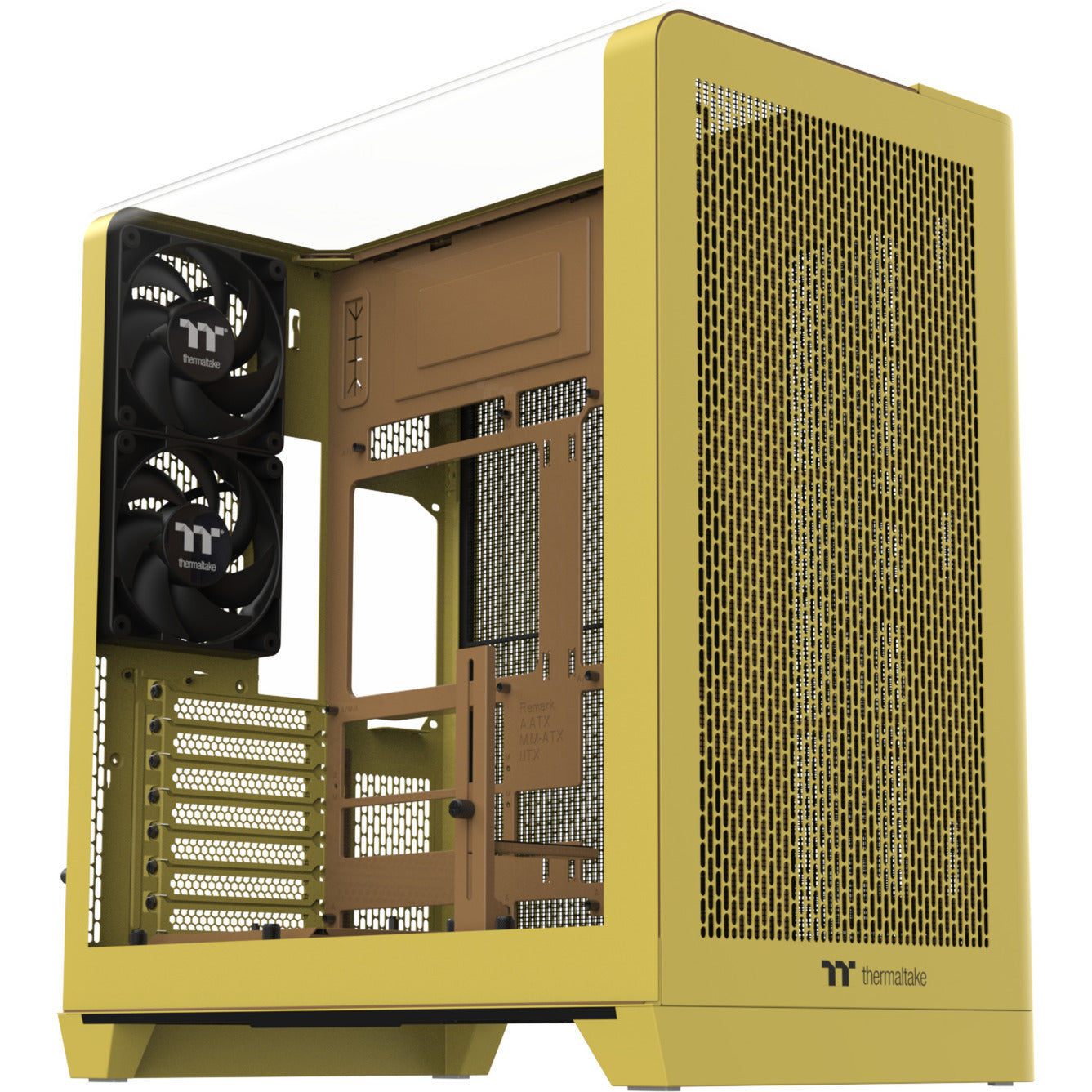 Thermaltake view 390 air butter caramel midi tower behuizing (geel | 2x usb-a | 1x usb-c | tempered glass)
