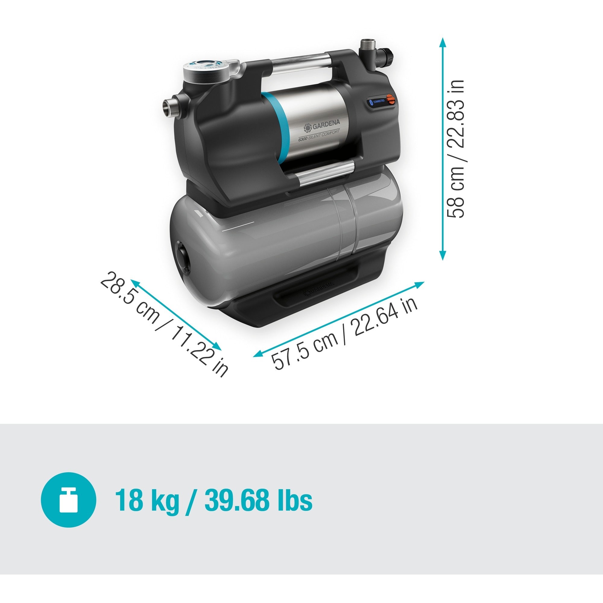 Gardena hydrofoorpomp 6300 silentcomfort (grijs roestvrij staal, bluetooth)