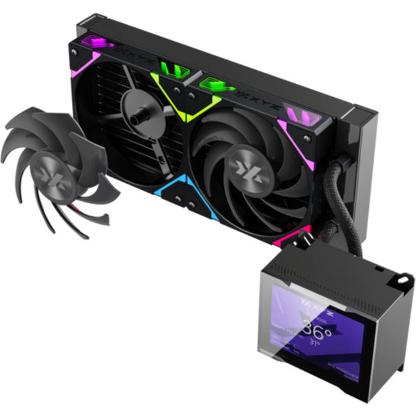 Xyz pc gear hydroview aio 240 waterkoeling (zwart, argb, pwm)