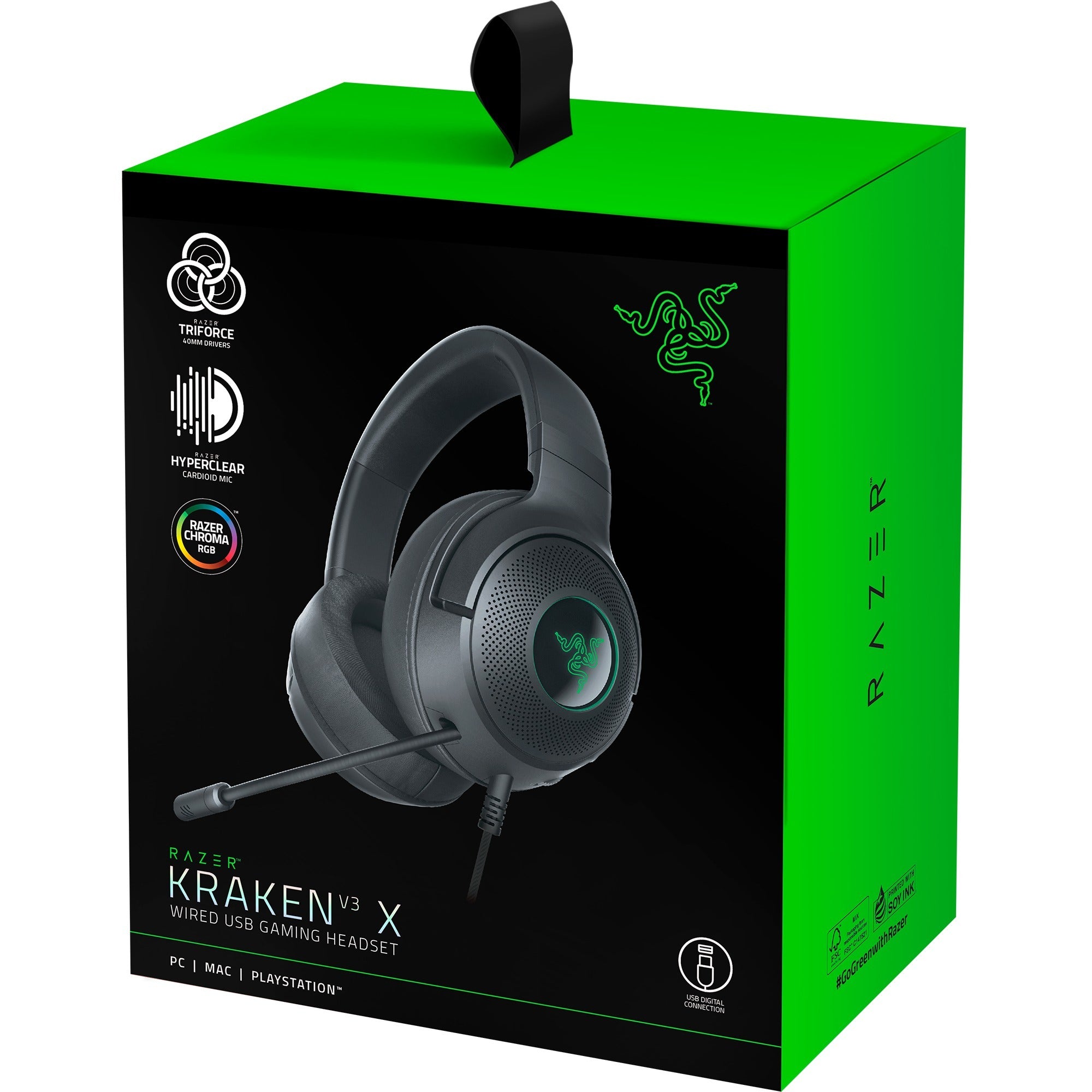 Razer kraken v3 x over-ear gaming headset (zwart, rgb, pc, playstation 4)