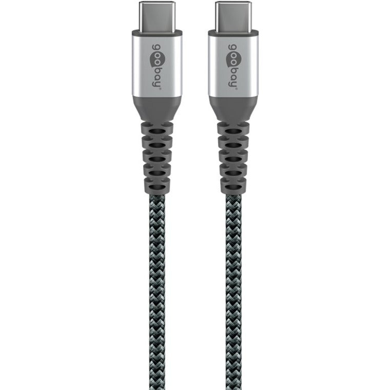 Goobay usb-c snellader nano (65 w) en usb-c textielkabel (zwart, 2x usb-c, 1x usb-a, 1 meter)