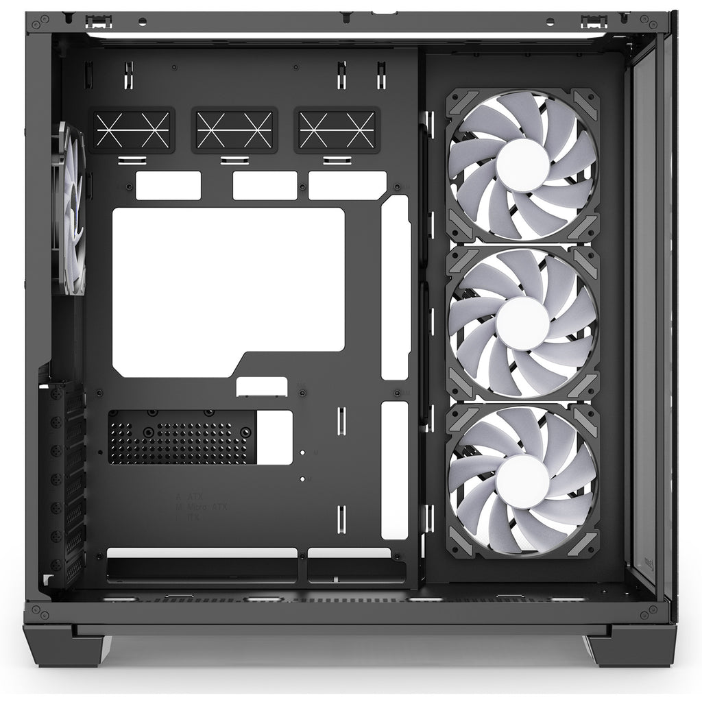 Sharkoon steel shark midi tower behuizing (zwart | 2x usb-a | 1x usb-c | rgb | tempered glass)