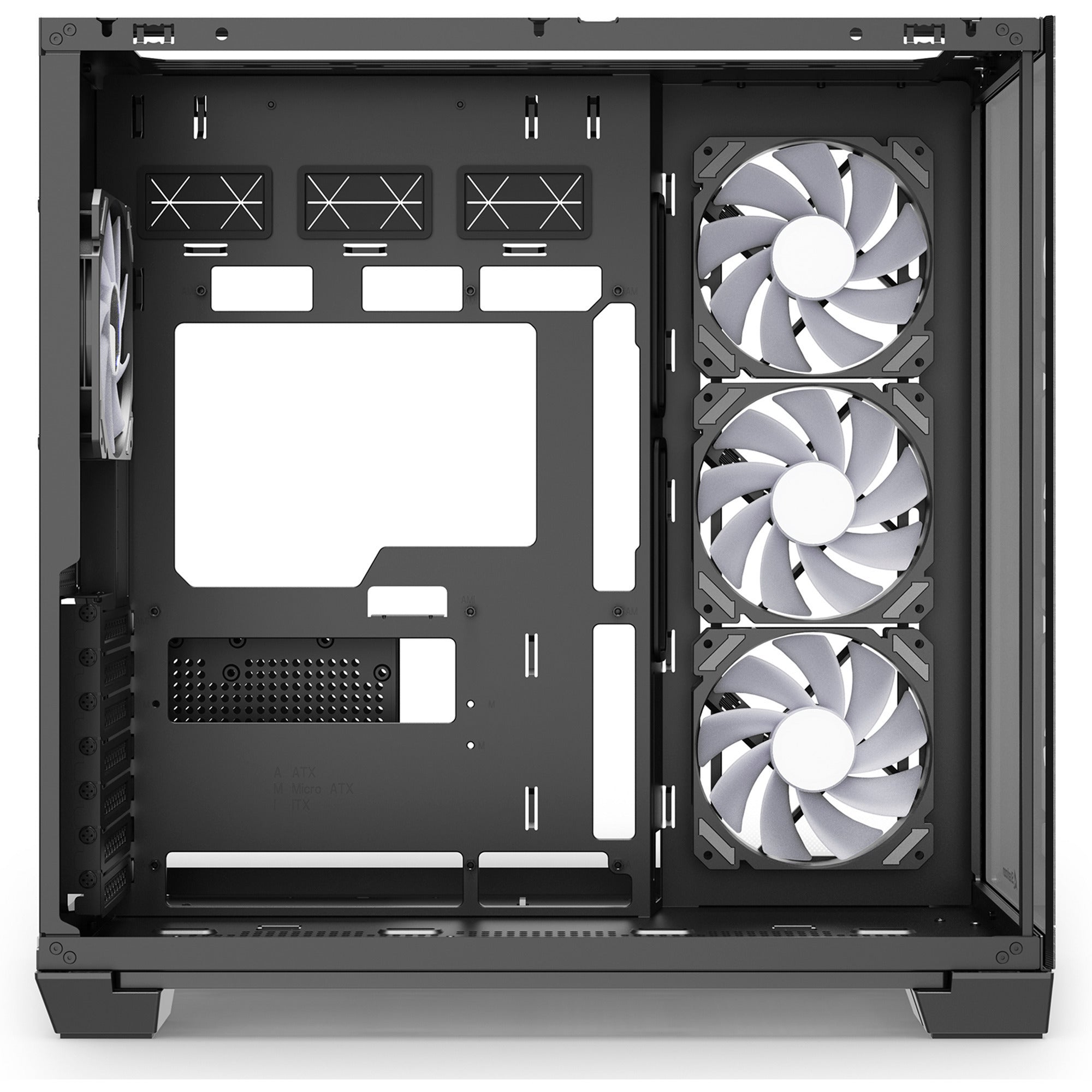 Sharkoon steel shark midi tower behuizing (zwart | 2x usb-a | 1x usb-c | rgb | tempered glass)