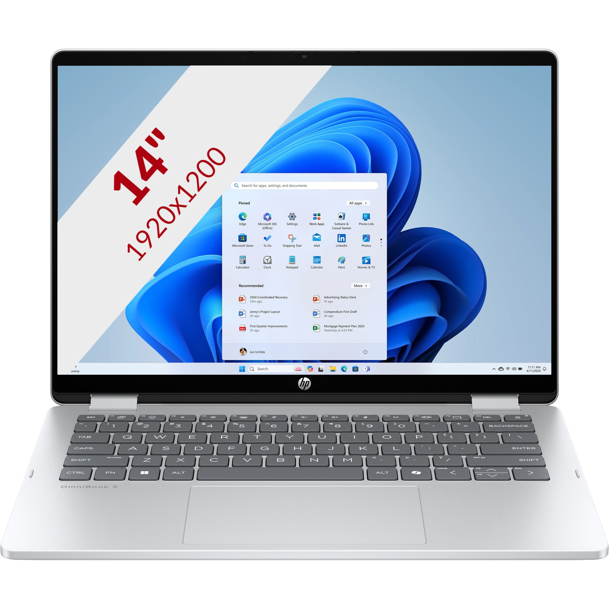 Hp omnibook 5 flip 2-in-1 laptop 14-fp0075nd 14 laptop (zilver | core 7-150u | intel graphics | 16 gb | 512 gb ssd | touch | oled)