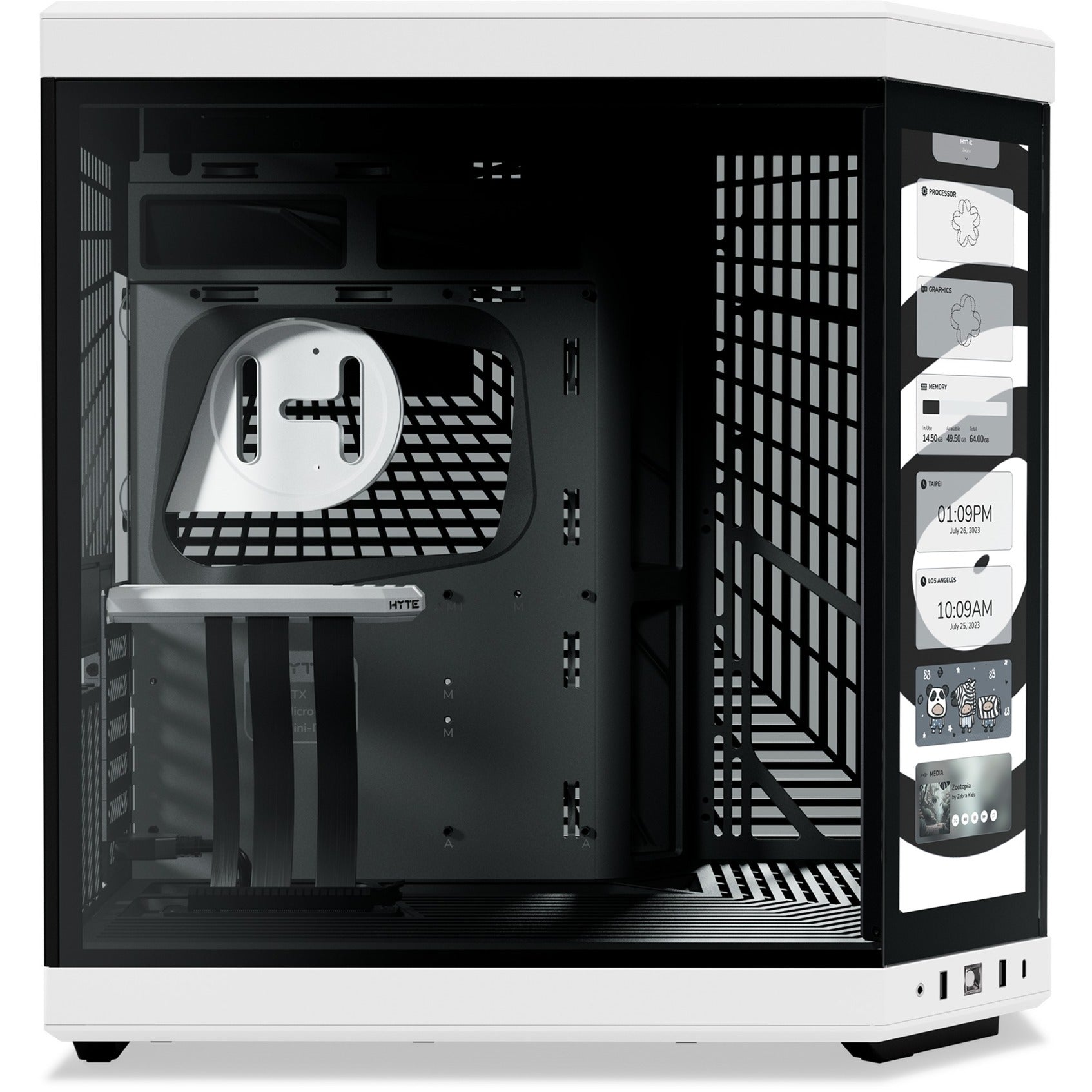 Hyte y70 touch infinite midi tower behuizing (wit zwart | 2x usb-a | 1x usb-c | tempered glass)