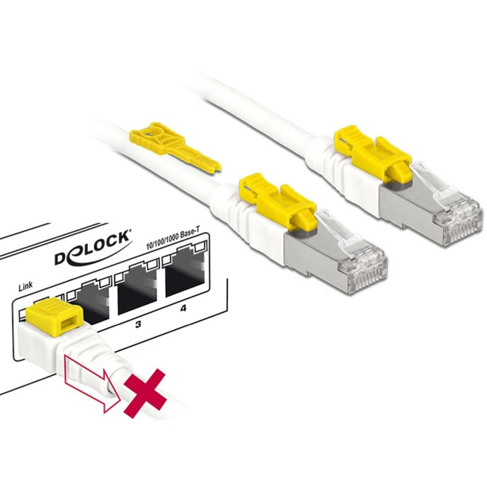Delock patchkabel rj-45 secure met cat.6a (wit, 85332, 2 meter)