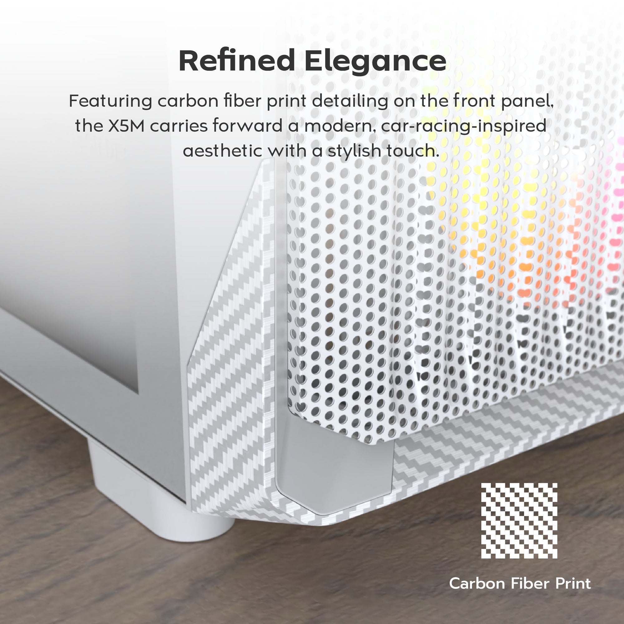 Montech x5m midi tower behuizing (wit | 2x usb-a | 1x usb-c | rgb | tempered glass)