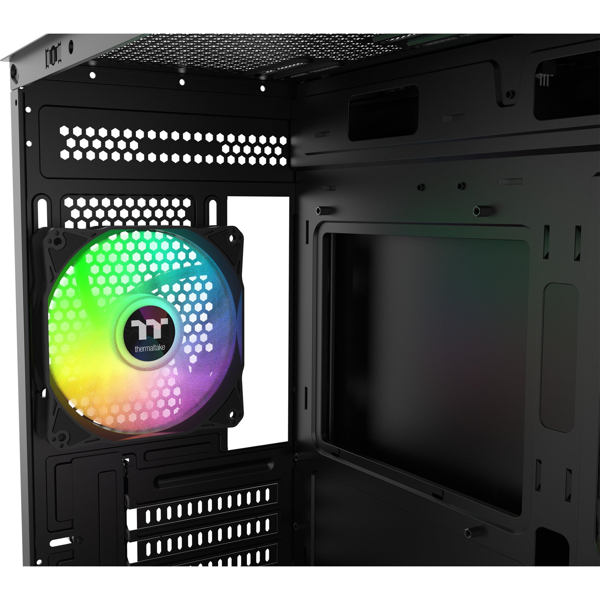 Thermaltake view 170 ws argb mini tower behuizing (zwart houtkleur | 2x usb-a | rgb | window)