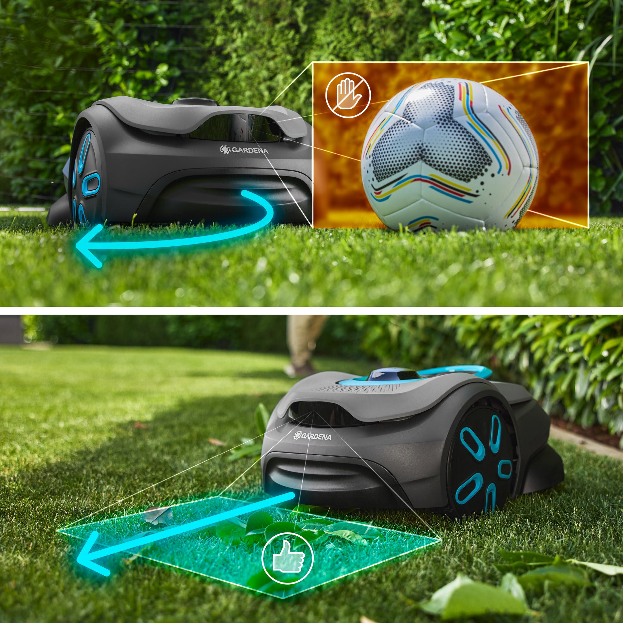 Gardena smart sileno sense 600 m² robotmaaier (grijs turquoise, 19942-26, li-ion accu + basisstation inbegrepen, grensdraadvrije technologie)