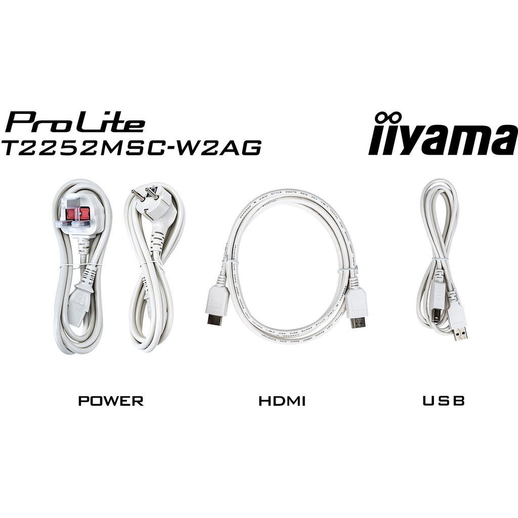 Iiyama prolite t2252msc-w2ag 21.5 touchscreen monitor (wit (mat), 100 hz, hdmi, displayport, usb 3.2 gen 1, audio, touchscreen )