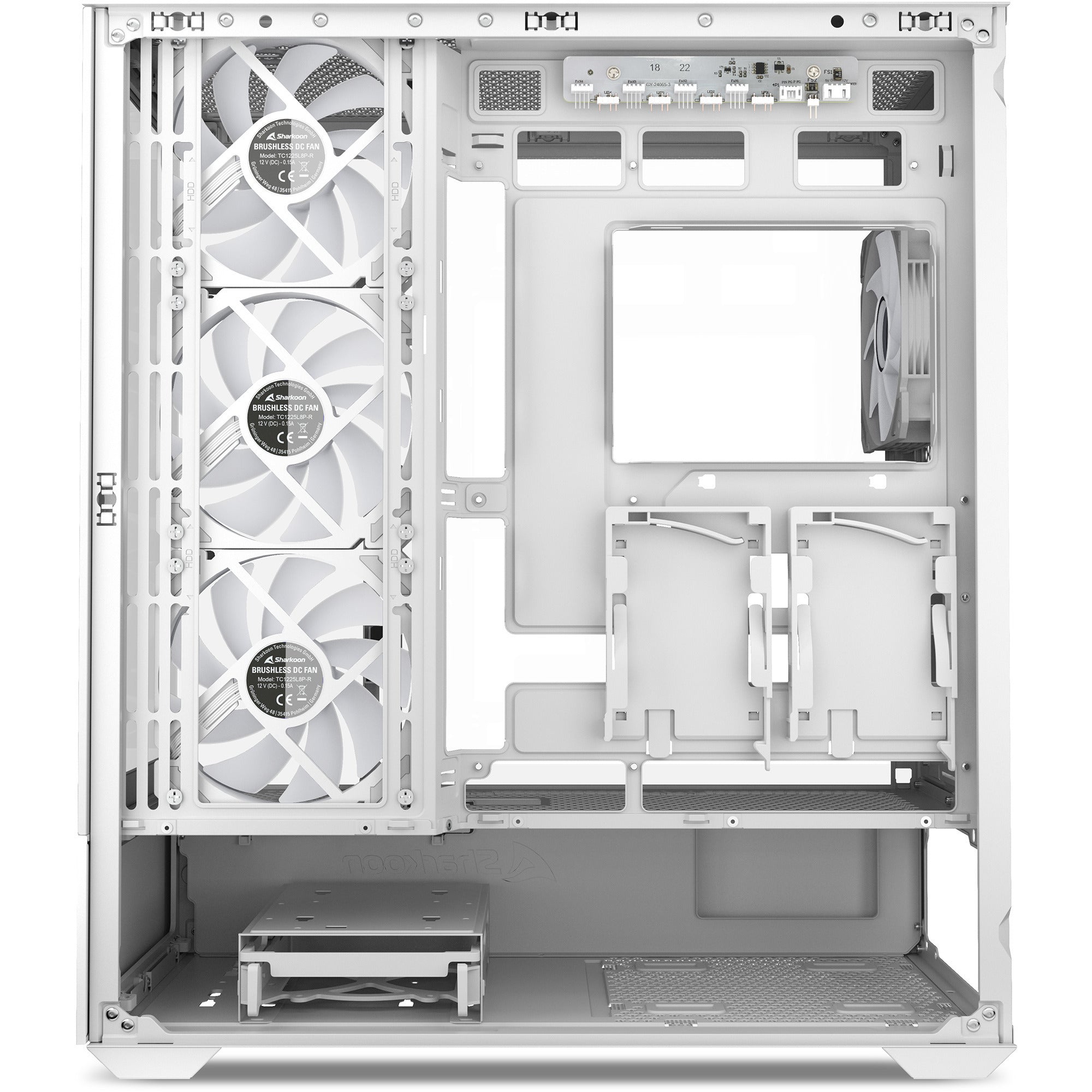 Sharkoon ak6 rgb midi tower behuizing (wit | 2x usb-a | 1x usb-c | rgb | tempered glass)