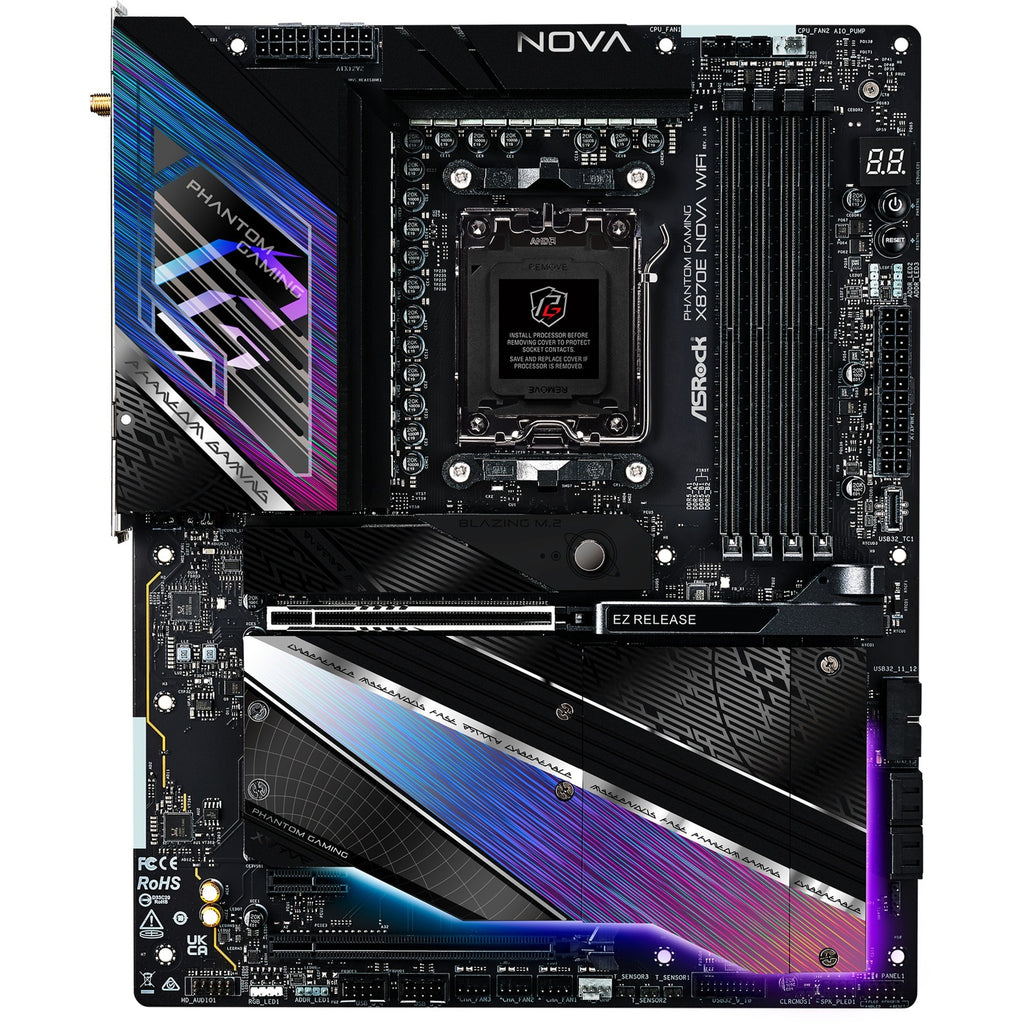 Asrock x870e nova wifi socket am5 moederbord (raid, 5 gb-lan, wi-fi 7, bt, e-atx)
