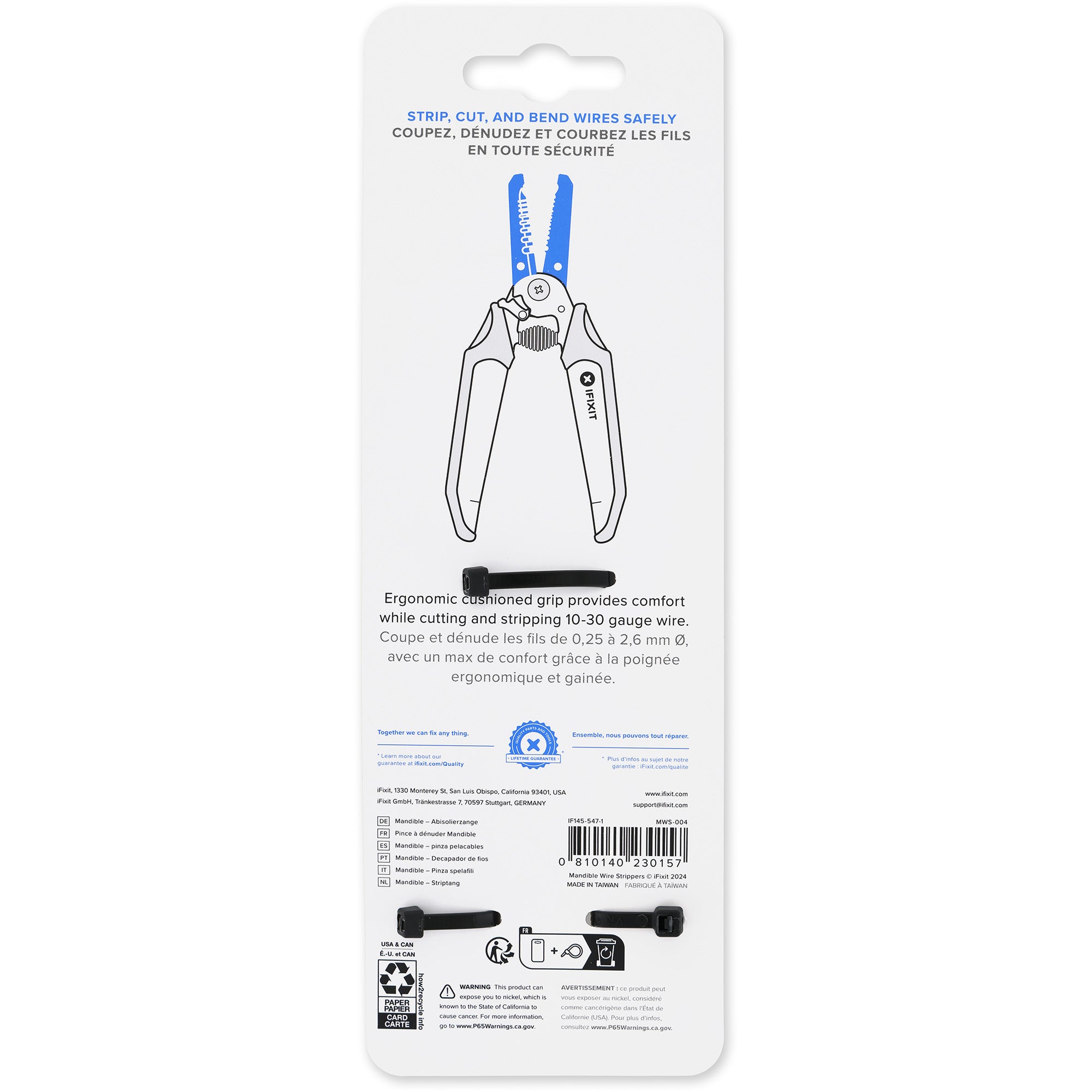 Ifixit mandible wire strippers striptang (zwart blauw)