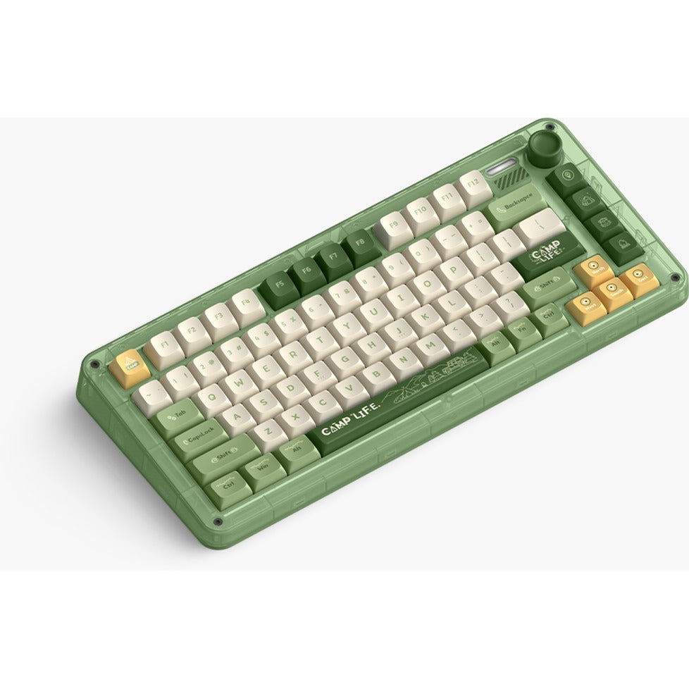 Iqunix zx75 camping wireless mechanical keyboard (groen, us lay-out (qwerty), cherry mx silent red, 75%, rgb leds, hot-swappable, double-shot pbt, 2.4ghz | bluetooth 5.1 | usb-c)
