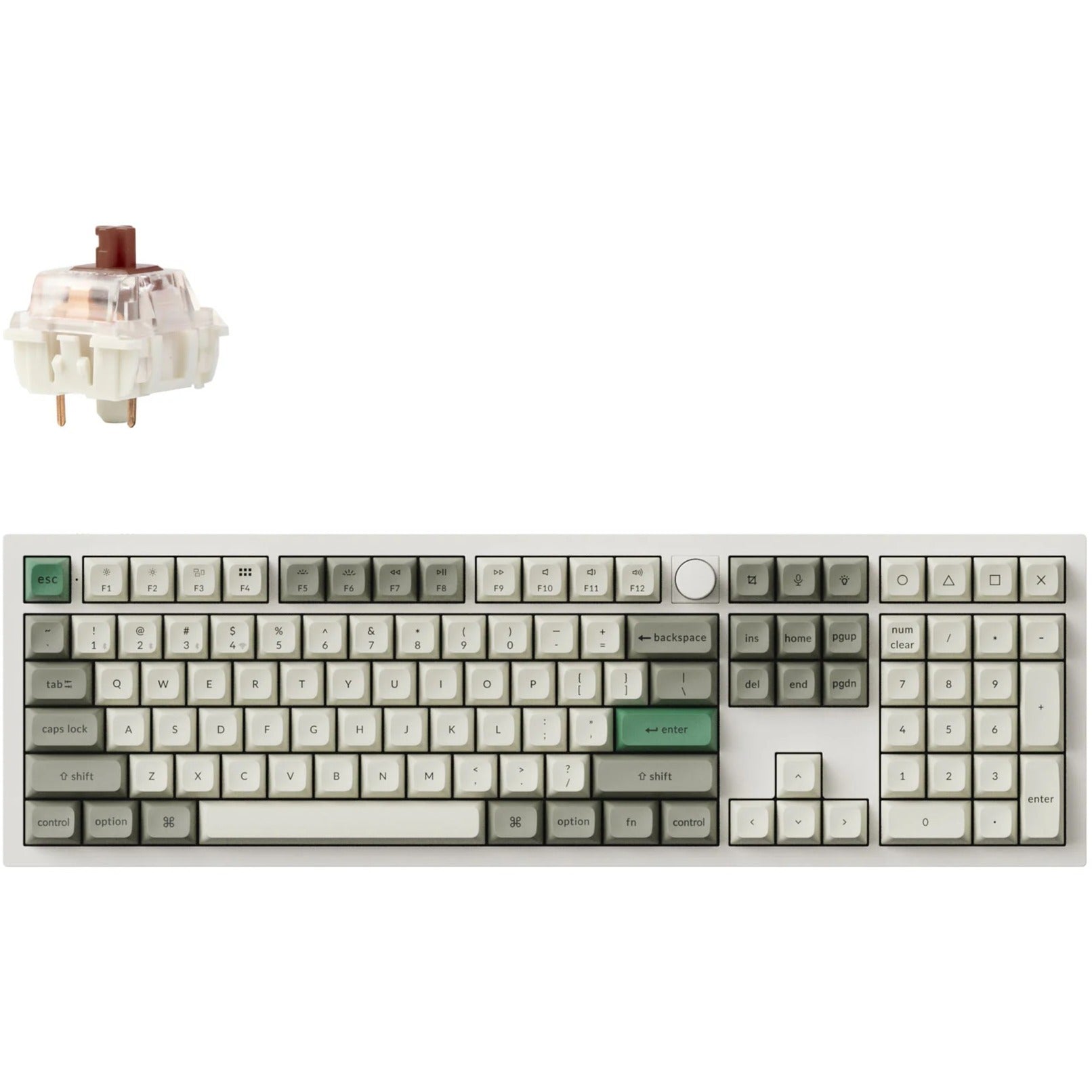 Keychron q6 max-p3 rgb mechanisch toetsenbord (wit, us lay-out (qwerty), gateron jupiter brown, 100%, rgb leds, ksa double-shot pbt, hot swap, knob, 2.4ghz | bluetooth 5.1 | usb-c)