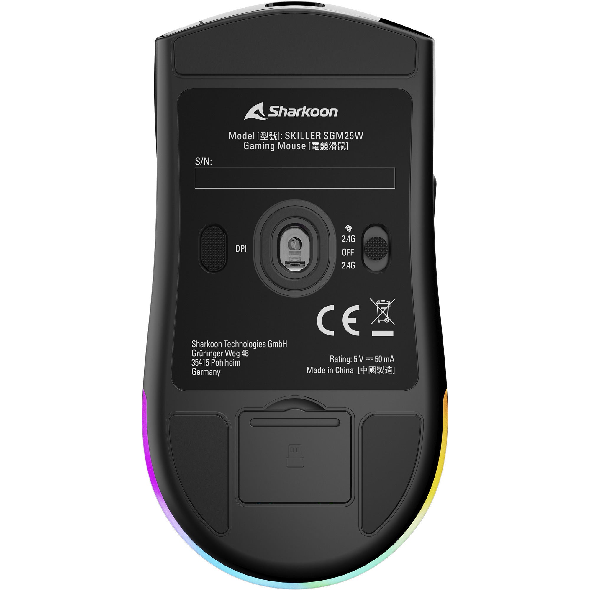 Sharkoon sgm25w gaming muis (zwart, 12.000 dpi, rgb leds)