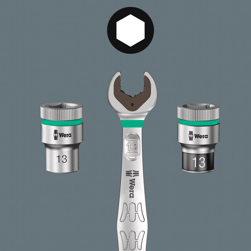 Wera 9608 dop-magneetstrip b impaktor imperial 1 dopsleutel (zwart groen, 9‑delig)