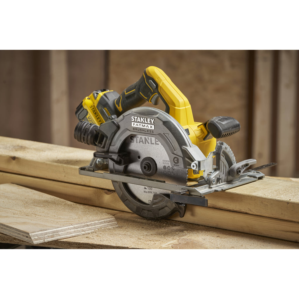 Stanley fatmax v20 18v cirkelzaag 190mm handcirkelzaag (zwart geel, accu en oplader inbegrepen, met koffer)