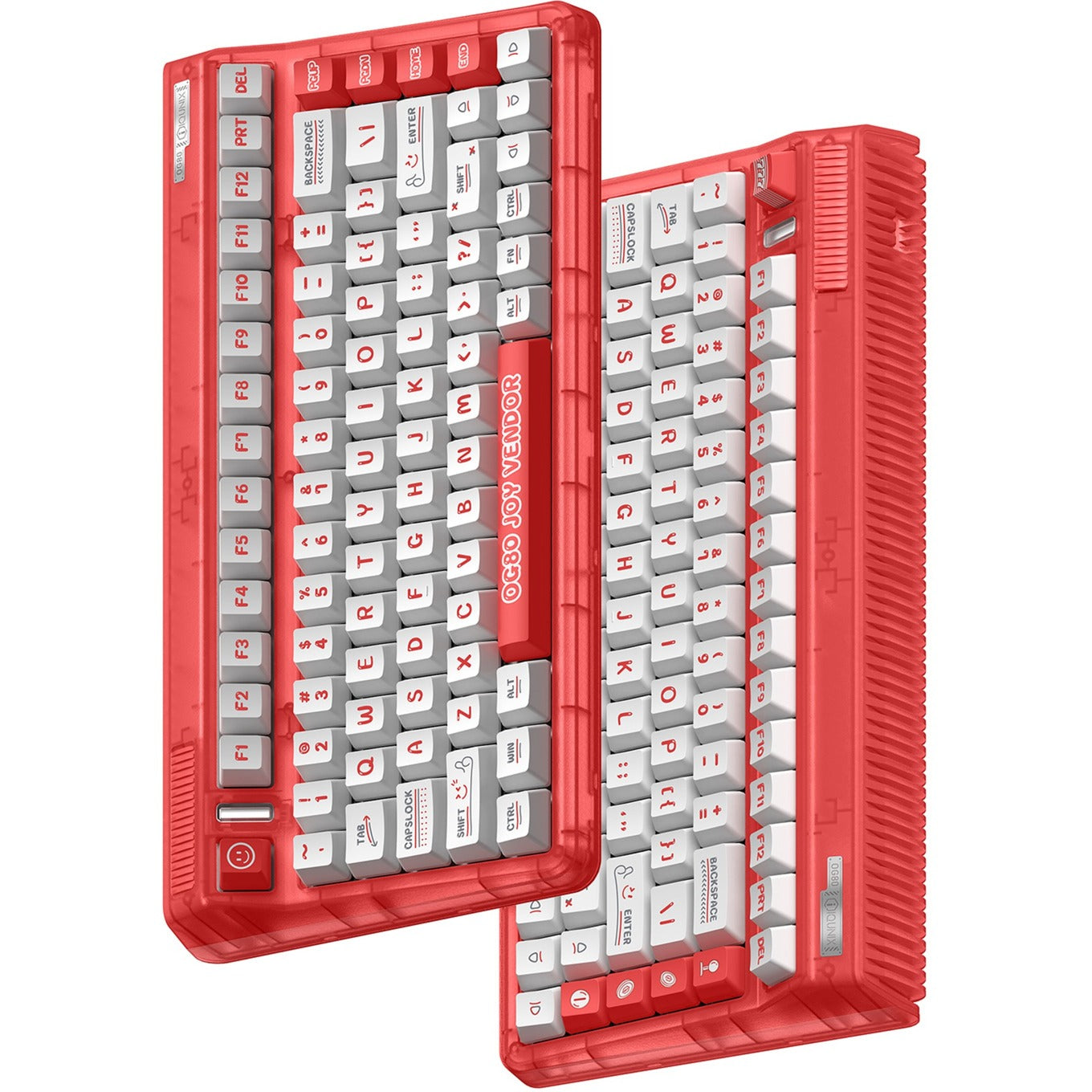 Iqunix og80 joy vendor wireless mechanical keyboard (grijs, us lay-out (qwerty), cherry mx brown, 80% (tkl), rgb leds, hot-swappable, pbt, 2.4ghz | bluetooth 5.1 | usb-c)