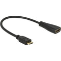 Delock mini hdmi c > hdmi a adapter (zwart, 0,23 meter)