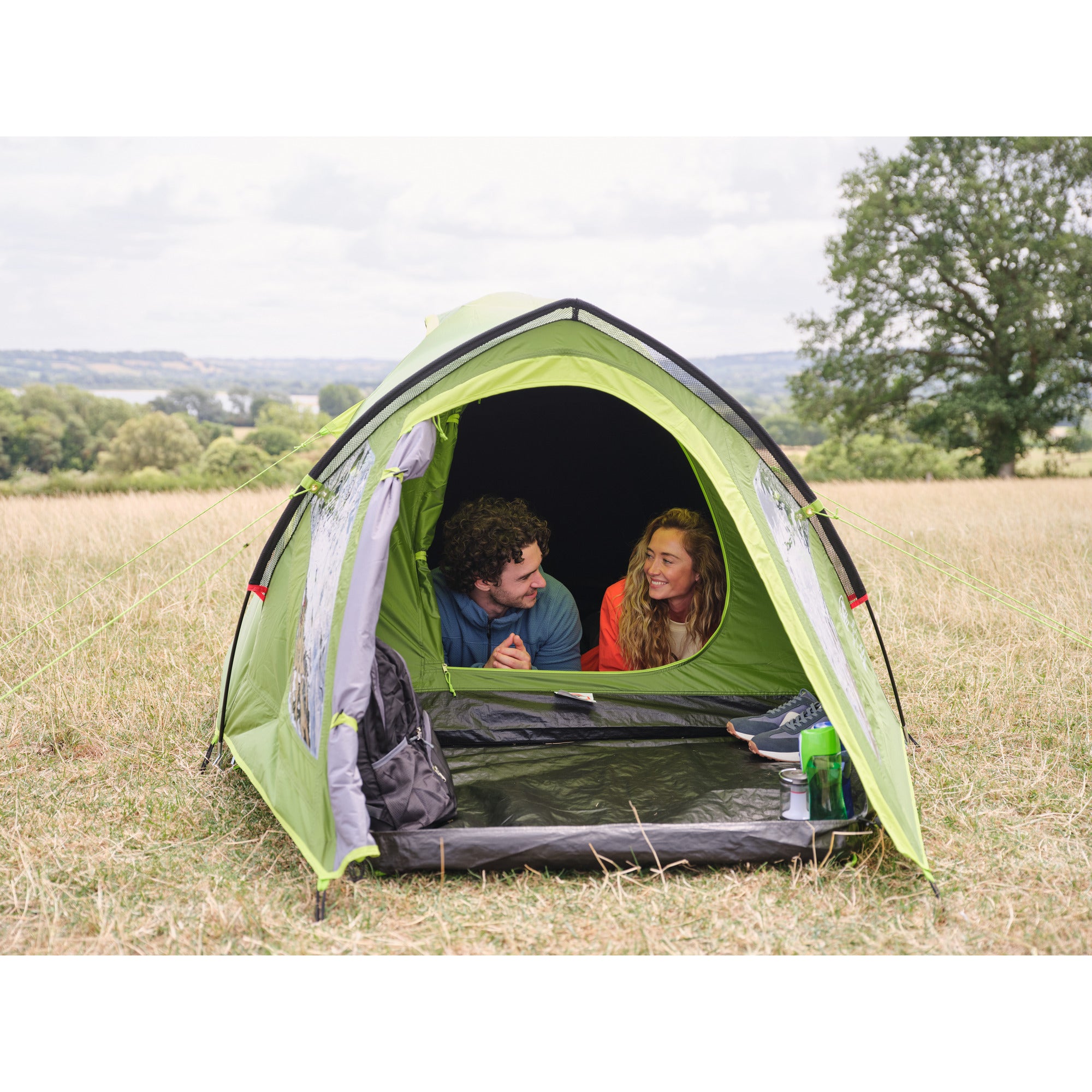Coleman darwin 2 plus blackout tent – 2 persoons koepeltent - blackout bedroom technology – met luifel - groen