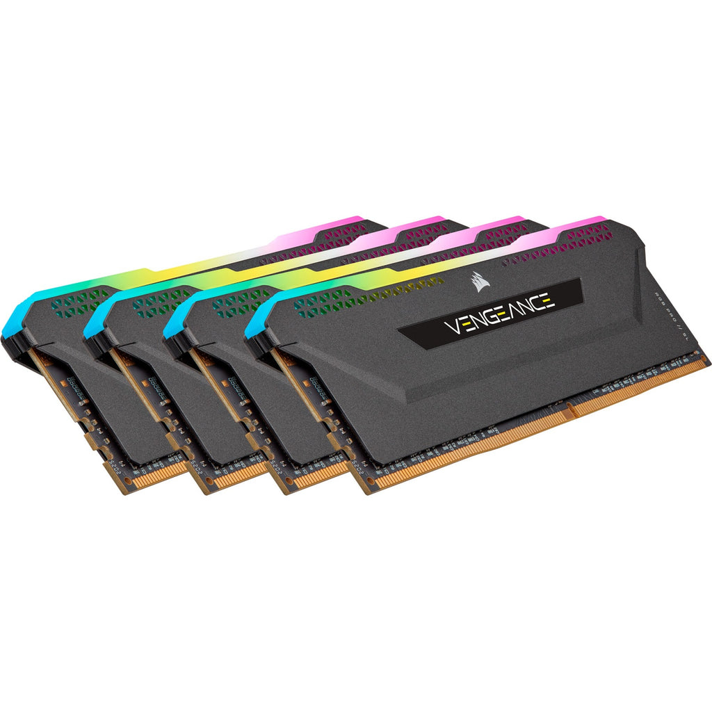Corsair 64 gb ddr4-3200 (4x 16 gb) quad-kit werkgeheugen (cmh64gx4m4e3200c16, vengeance rgb pro sl, xmp)