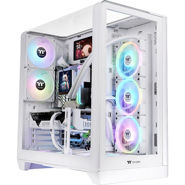 Thermaltake view 390 tg snow midi tower behuizing (wit | 2x usb-a | 1x usb-c | tempered glass)