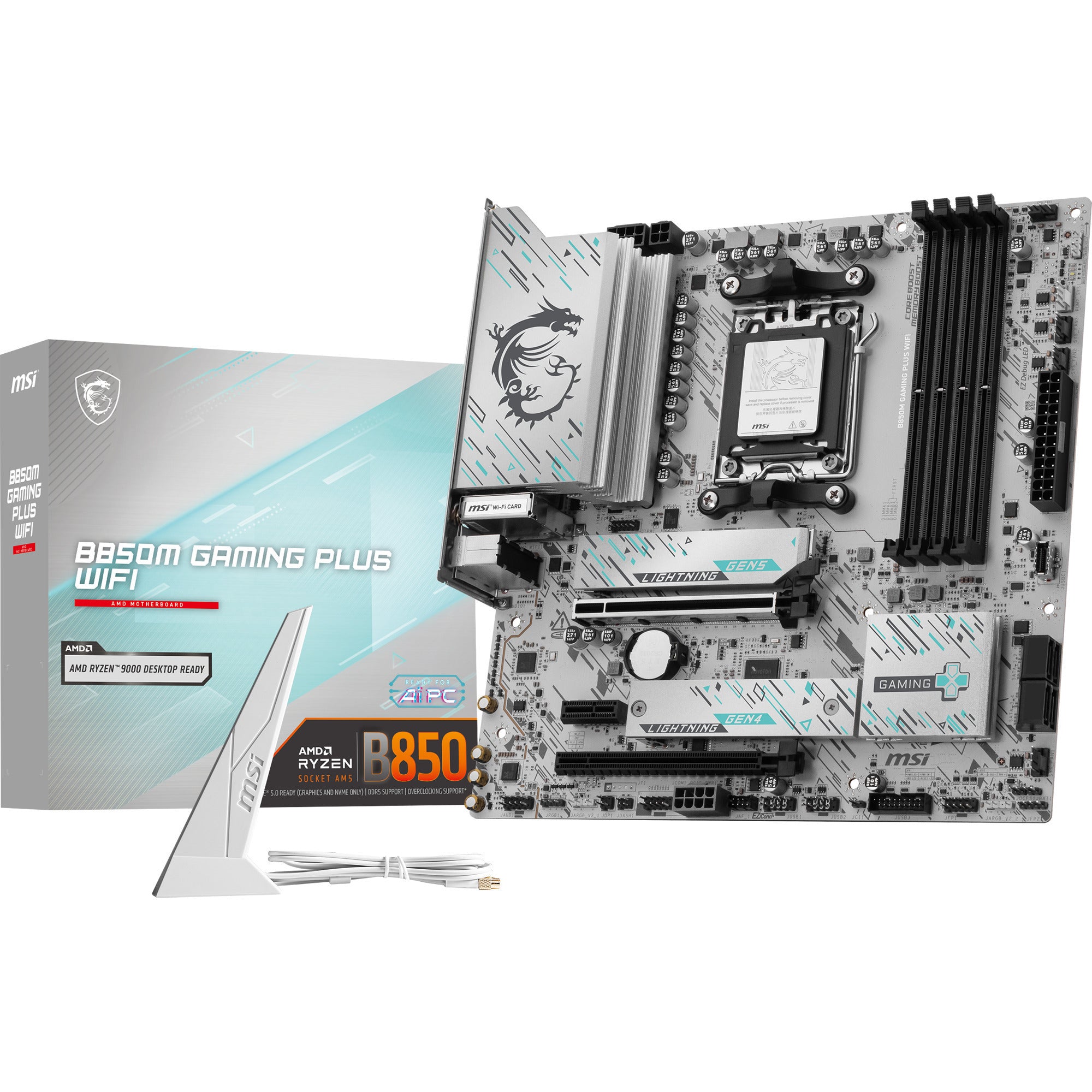 Msi b850m gaming plus wifi socket am5 moederbord (raid, 5gb-lan, wi-fi 7, bt, sound, µatx)