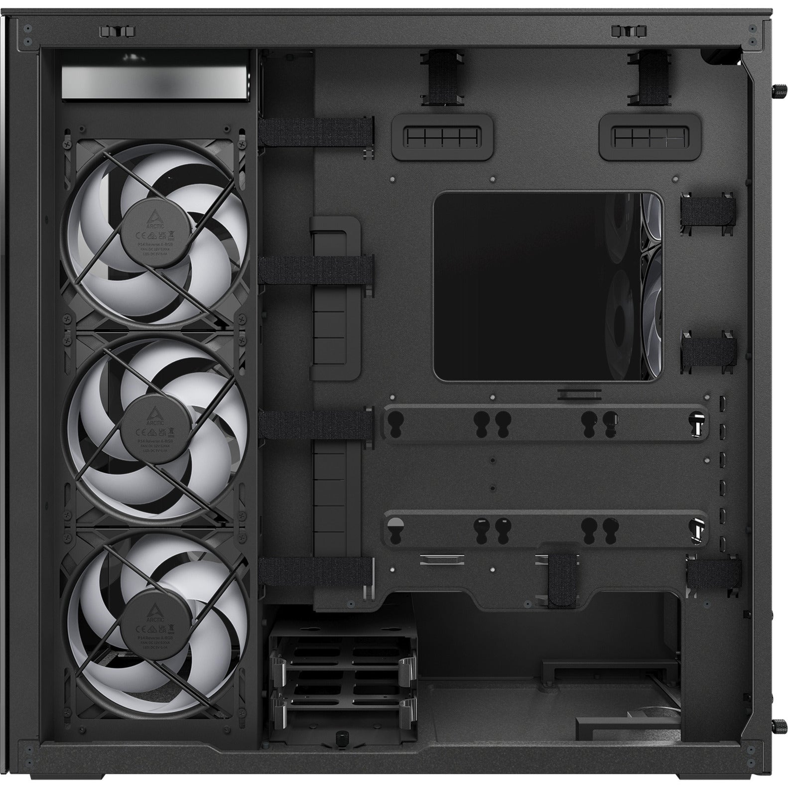 Arctic xtender midi tower behuizing (zwart | 2x usb-a | 1x usb-c | rgb | tempered glass)