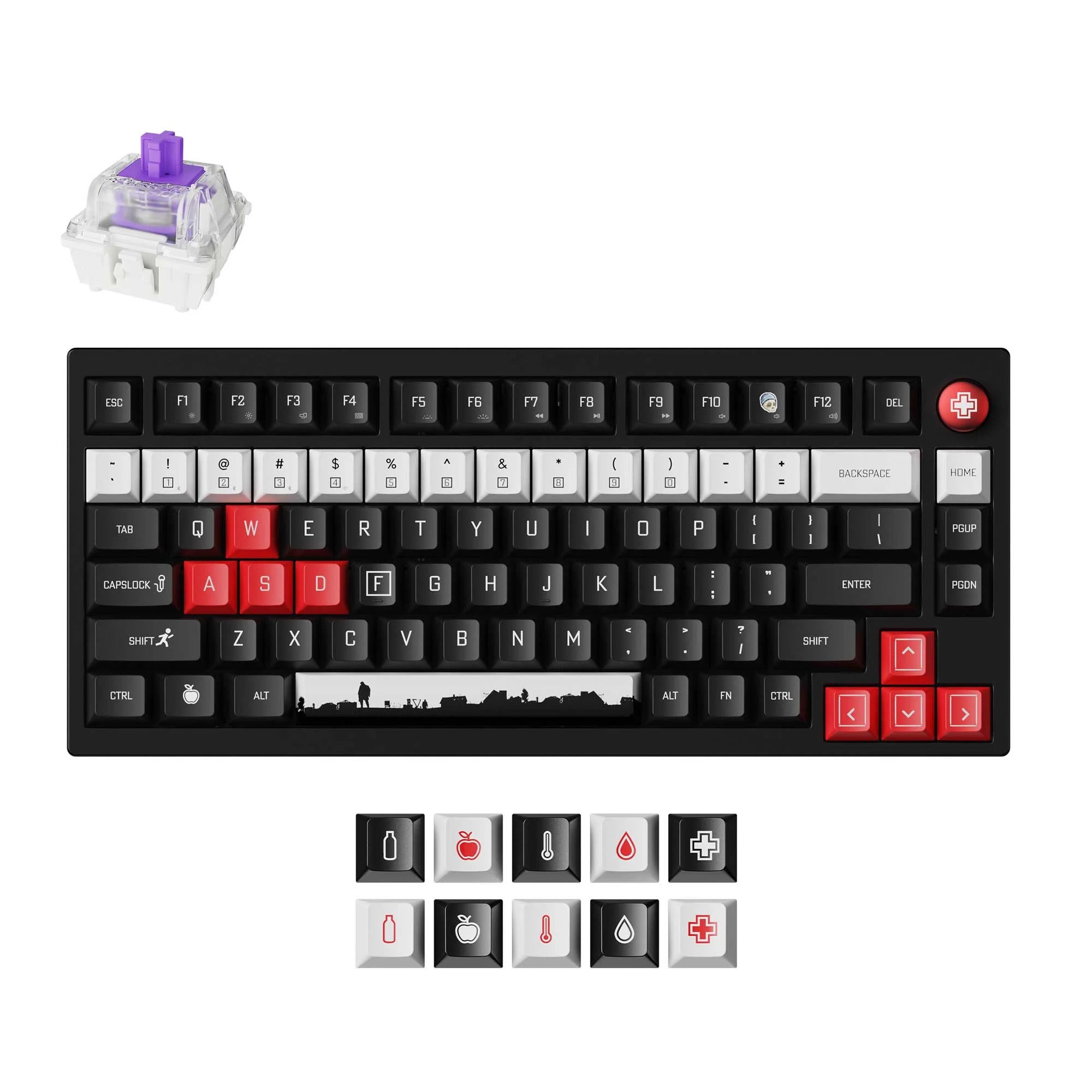Keychron dayz special edition wireless magnetic switch custom keyboard, gaming toetsenbord (zwart, us lay-out, gateron double-rail magnetic nebula, 80% (tkl), rgb leds, dye-sub pbt, hot swap, knob, 2.4ghz | bluetooth 5.2 | usb-c)