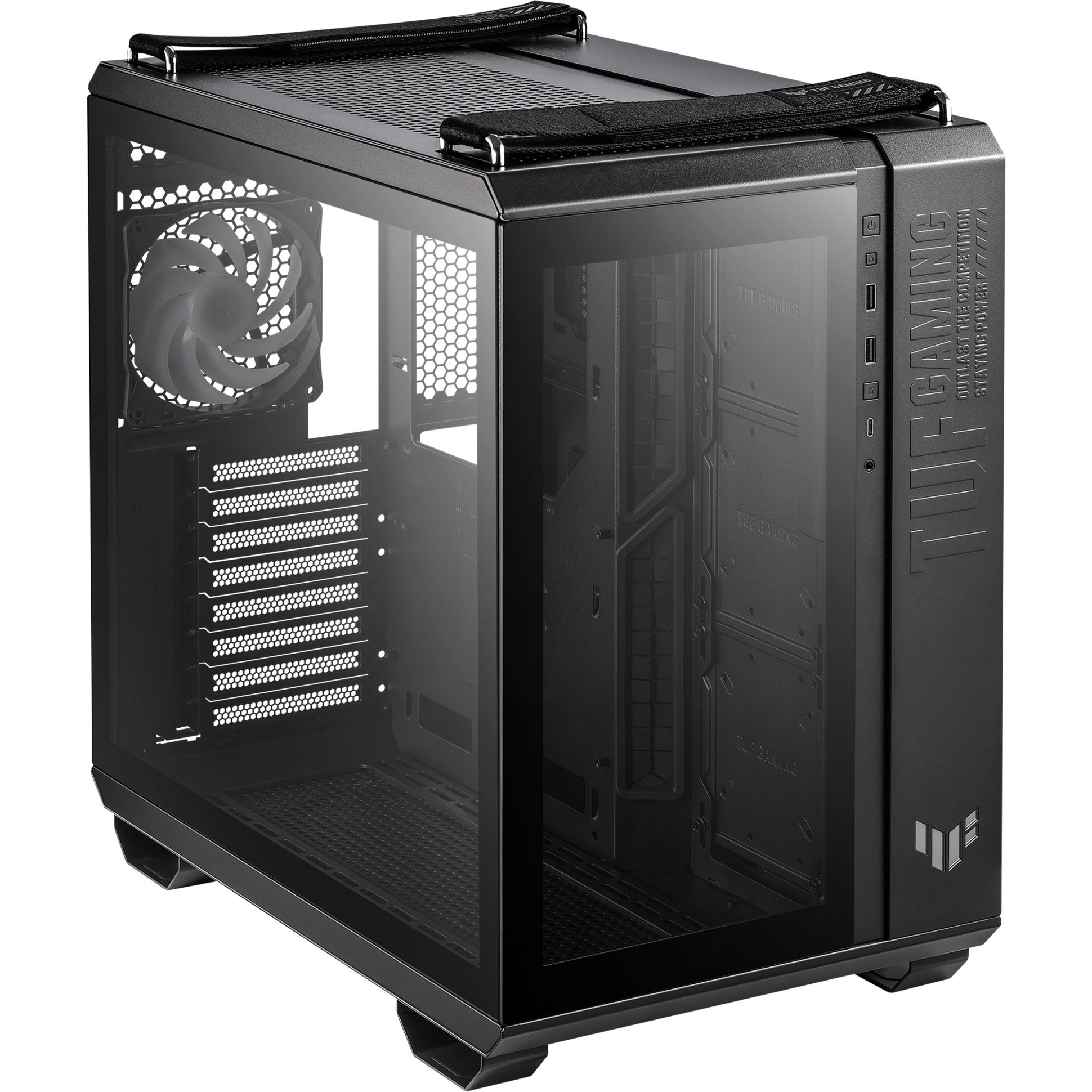 Asus tuf gaming gt502 plus midi tower behuizing (zwart | 2x usb-a | 1x usb-c | tempered glass)