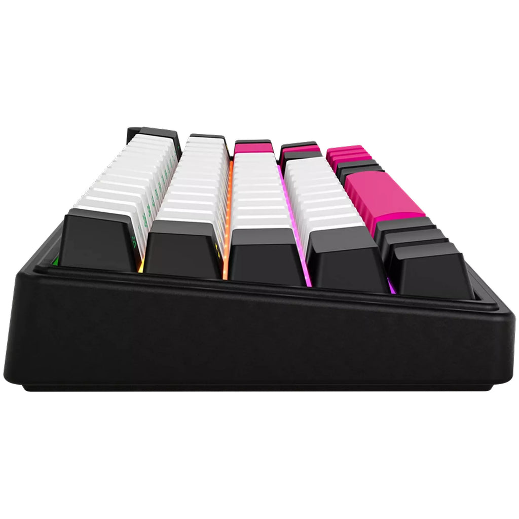 Lorgar kbp70mw rgb mechanisch gaming toetsenbord (zwart, us lay-out (qwerty), logar toxic purple, 65%, rgb, hot-swappable, pbt double-shot, bluetooth | 2.4ghz | usb)