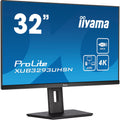 Iiyama prolite xub3293uhsn-b5 31.5 4k uhd monitor (zwart, hdmi, displayport, 2x usb-a, usb-c, rj-45)