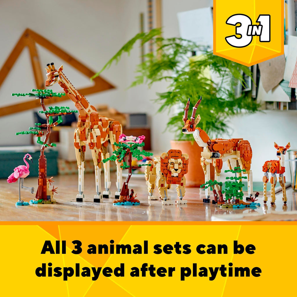 Lego creator 3in1 safaridieren speelgoed set met giraffe, gazelles en leeuw 31150