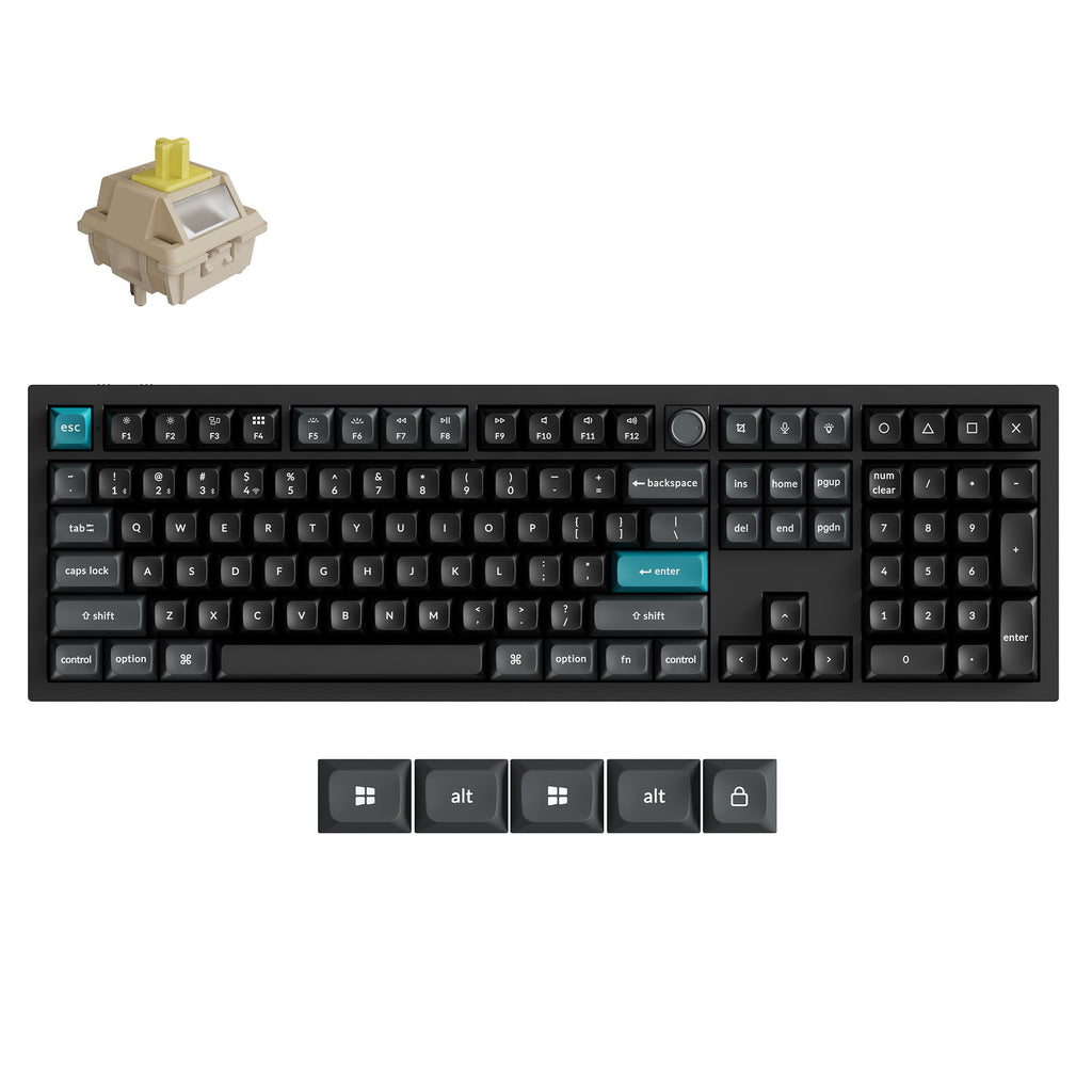 Keychron q6 ultra-m4 8k wireless custom mechanical keyboard (zwart, us lay-out (qwerty), silk pom banana, 100%, rgb, hot swap, 8k, 2.4 ghz bluetooth 5.2 usb-c)