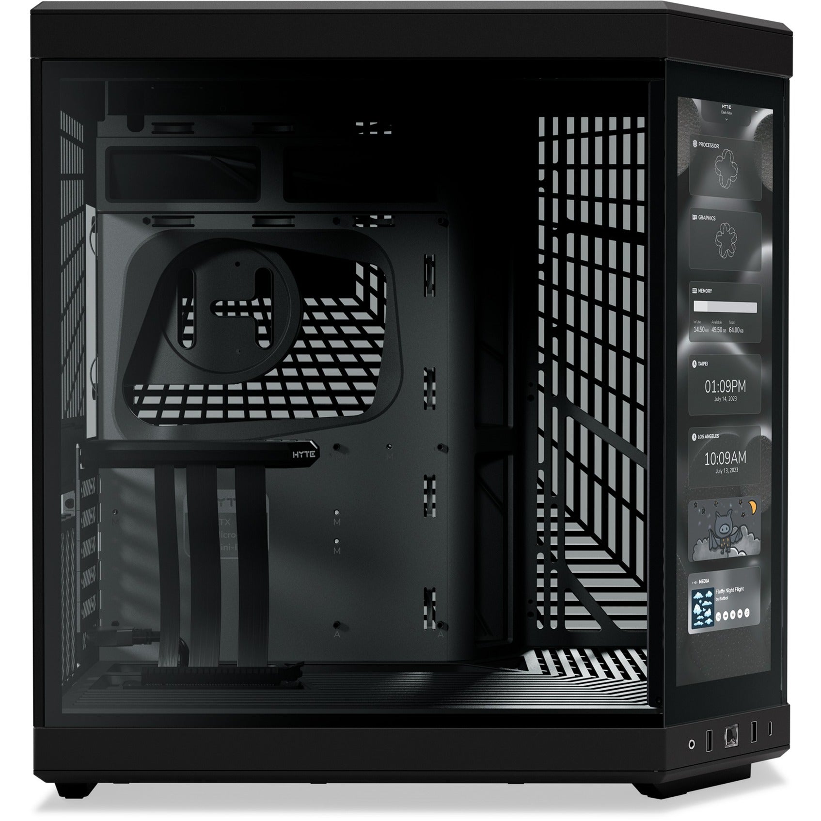 Hyte y70 touch infinite midi tower behuizing (zwart | 2x usb-a | 1x usb-c | tempered glass)