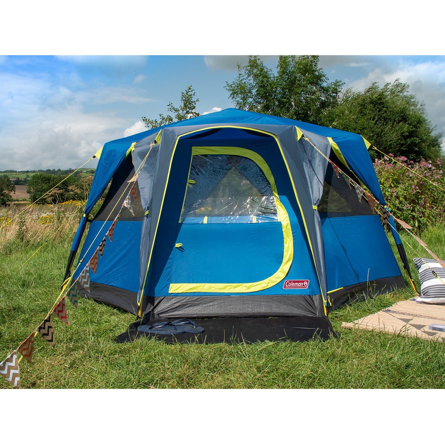 Coleman octago tent - tent 3 persoons - festival tent - blauw lime