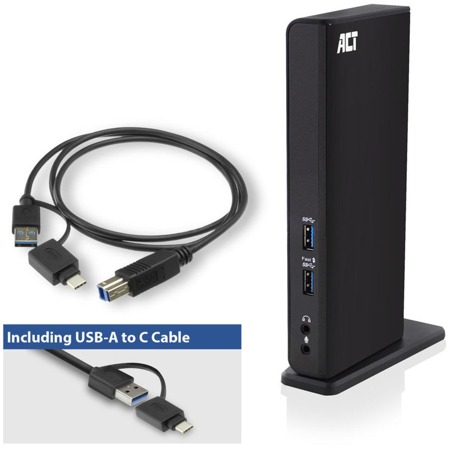 Act connectivity usb-c of usb-a dual monitor docking station (zwart)