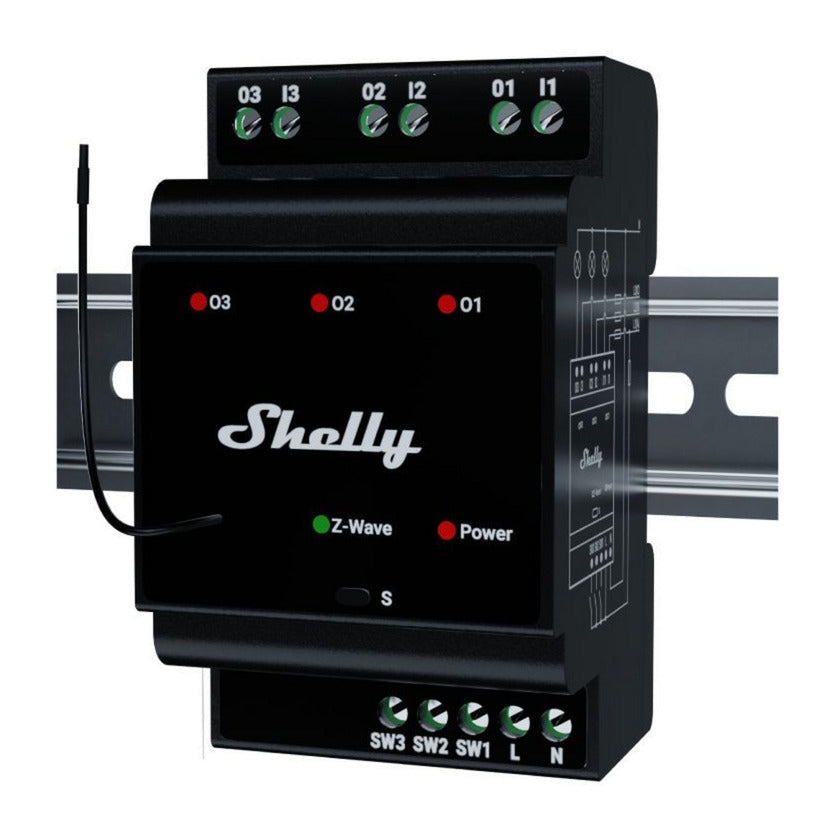 Shelly qubino wave pro 3 relais (zwart, z-wave)
