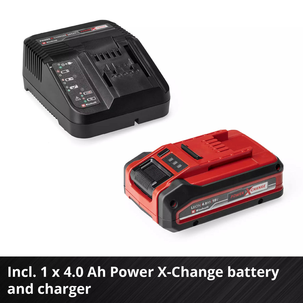 Einhell accu haakse sliijper te-ag 18 125-2 li (1x4,0 ah) haakse slijper (rood zwart, incl. 4.0 ah power x-change accu en oplader)