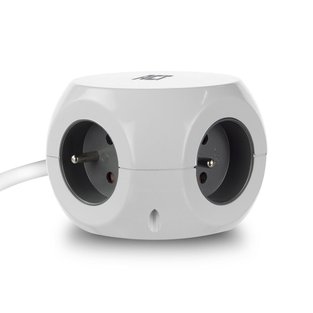 Act connectivity stekkerdoos kubus met 3 stopcontacten, 30w power delivery usb-c a poorten, kabellengte 1,5m stekkerdoos (wit, type e)